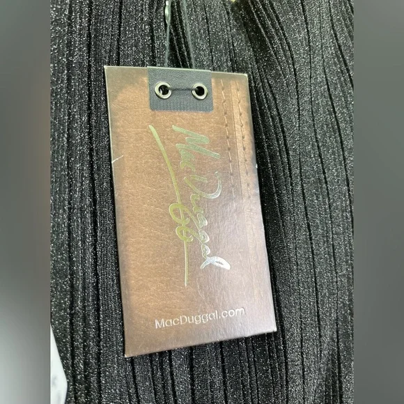 Mac Duggal 30750 Shimmering 3/4 Sleeve A-Line Midi Dress Size 8 NWT Black - Picture 6 of 12